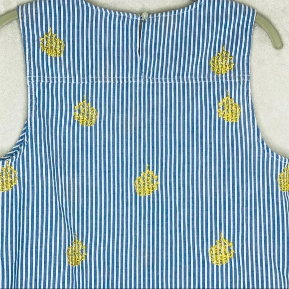 New J. Crew Embroidered Pineapple Side-tie top Medium M 8 - Picture 7 of 9